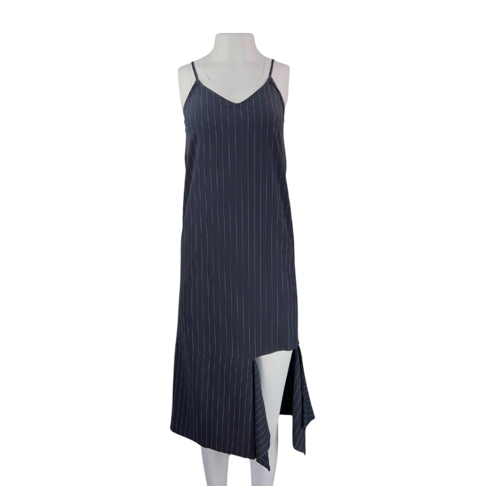 Grey Lab Navy Pinstripe Slip Dress